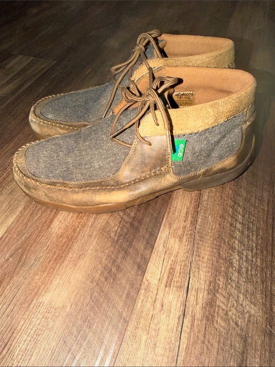 Twisted X Mens Driving Moc Chukka Brown Grey Leather EcoTWX Shoes Size 10.5W